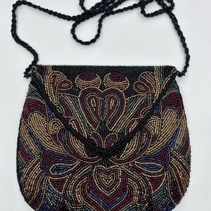 Elegant Beaded Black, Gold & multi colored beaded Women's Bag